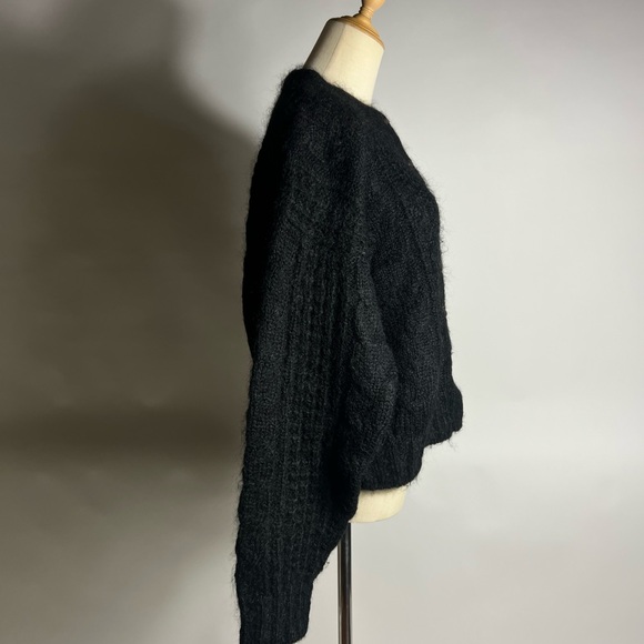 VINTAGE 90s Forenza Mohair Fuzzy Black Button Down Cardigan Large - Picture 5 of 8